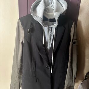 VICI Black and Gray Blazer with Hoodie (army green sleeves)